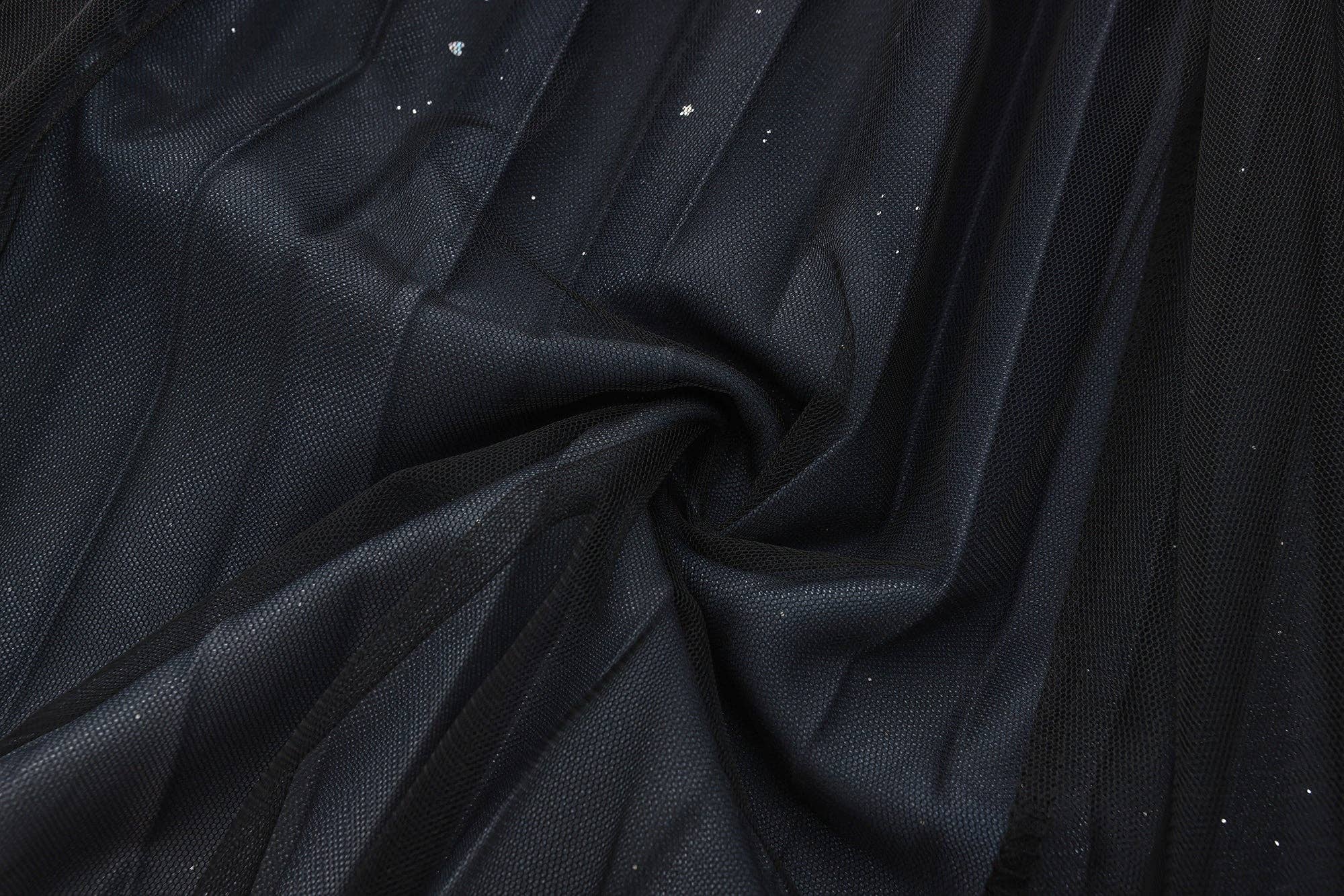 Black pleating mesh Skirt with ombre effect and glitters (Black) for wholesale on Faire9
