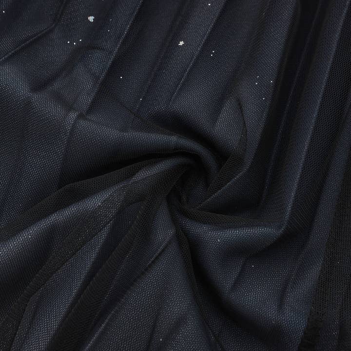 Black pleating mesh Skirt with ombre effect and glitters (Black) for wholesale on Faire9