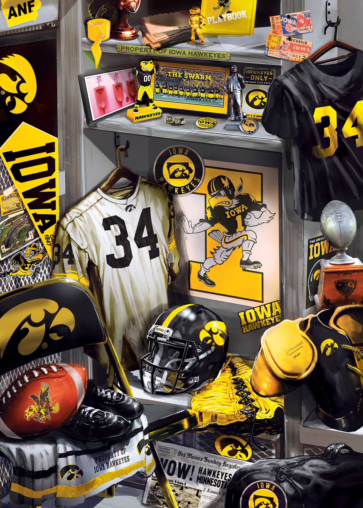 Masterpieces Puzzles - Wholesale Puzzle - Adult - Iowa Hawkeyes - Locker Room 500 Piece Puzzle1