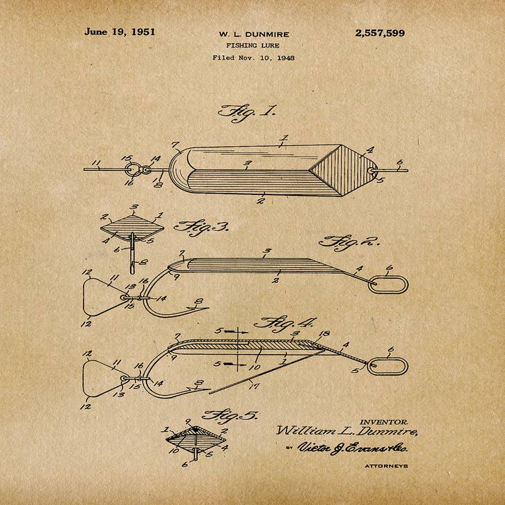 Wholesale Fishing Lure 1951 Patent Art Print - Fishing for your store -  Faire