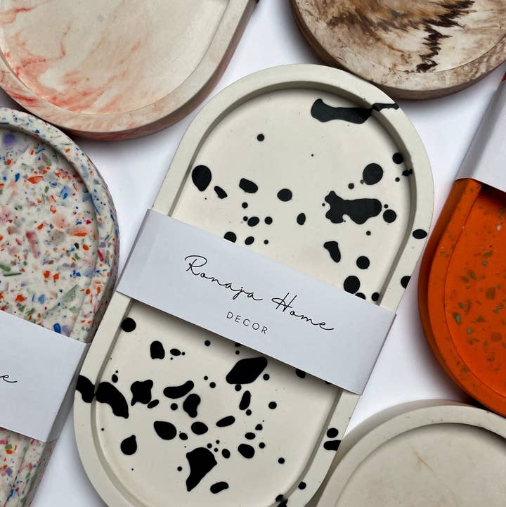 Ronaja Home - Wholesale Decorative Tray - Black Dalmatian Candle Tray0