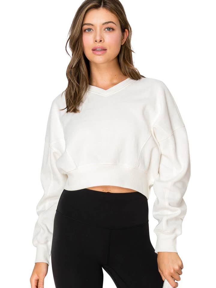 Cali1850 - Wholesale Sweatshirt - Women's - LAZY SUNDAY BASIC CROPPED SWEATSHIRT / 09839JFT476