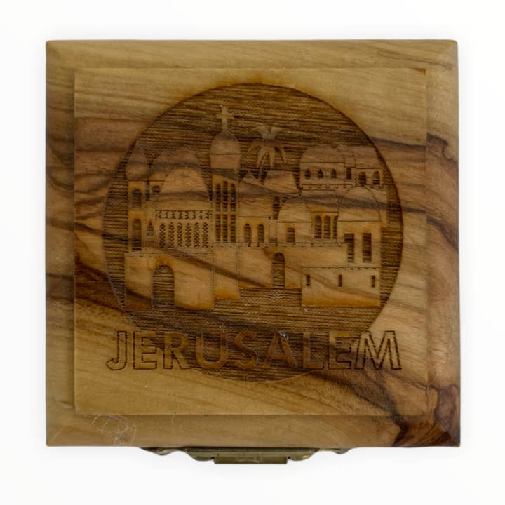 Holy Land Imports – wholesale Prydnadslåda – Myntlåda Red Velvet Jerusalem Cross