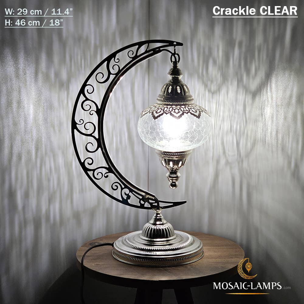 Mosaic Lamps - Vendita all'ingrosso Lampada da scrivania/d'accento - Lampada da scrivania Turkish Moon in argento, luci ad arco marocchine, Murano C0