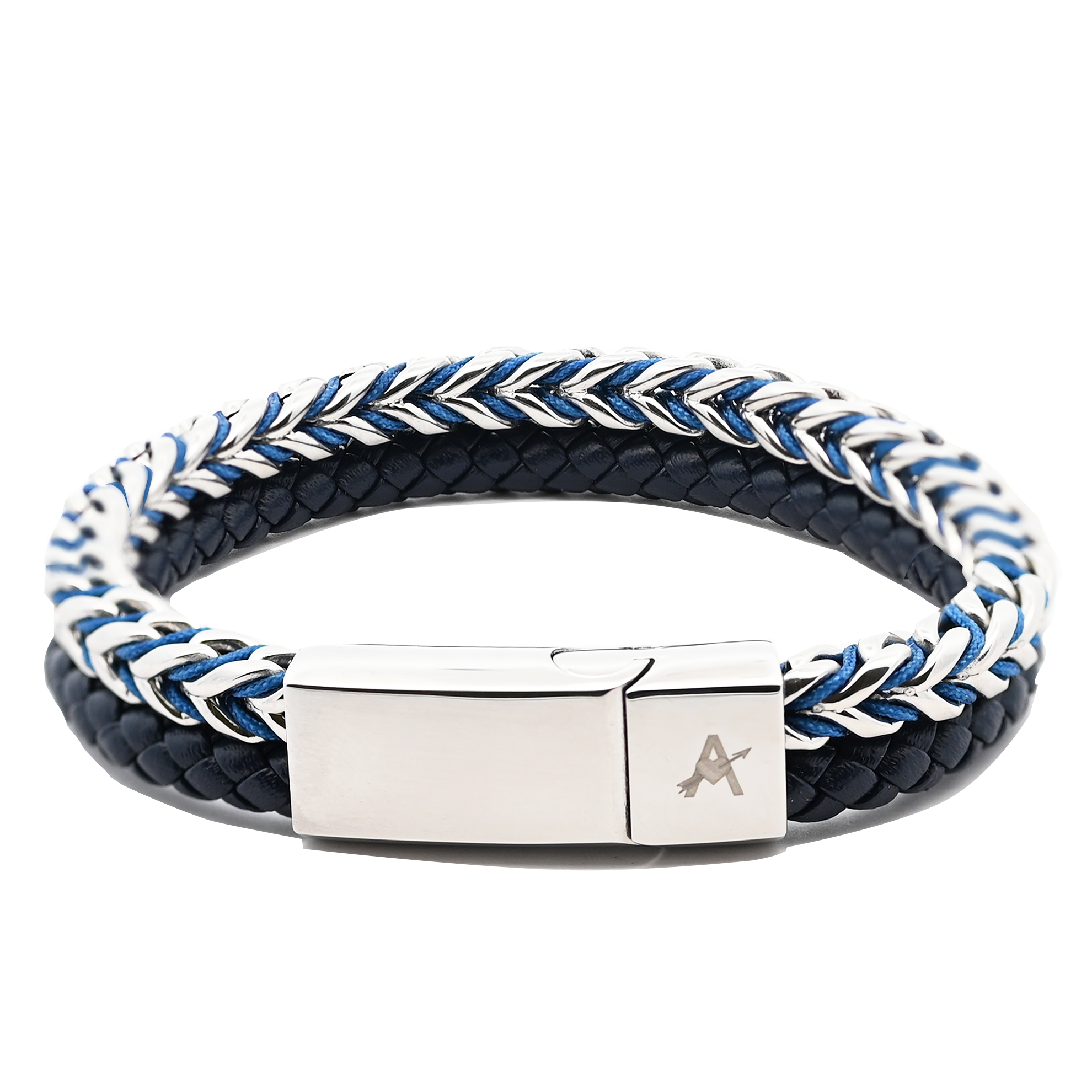 AMORINO SRL - Wholesale Link & Chain Bracelet - MEN'S CHAIN AND LEATHER BRACELET - KM24168A192