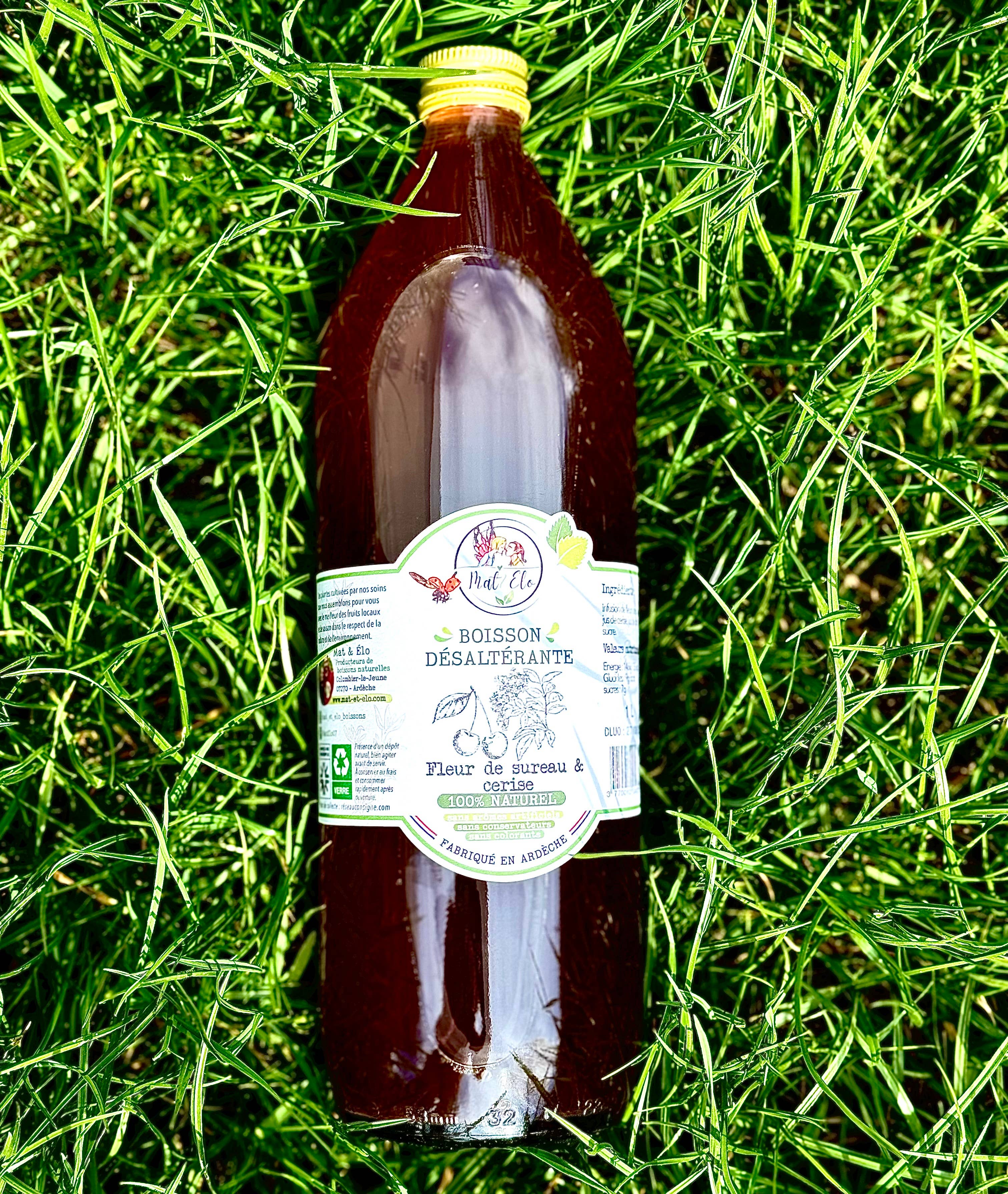 Mat & elo - Wholesale Non-Alcoholic Aperitif/Mocktail - “Cherry and elderflower” drink - 1 liter1