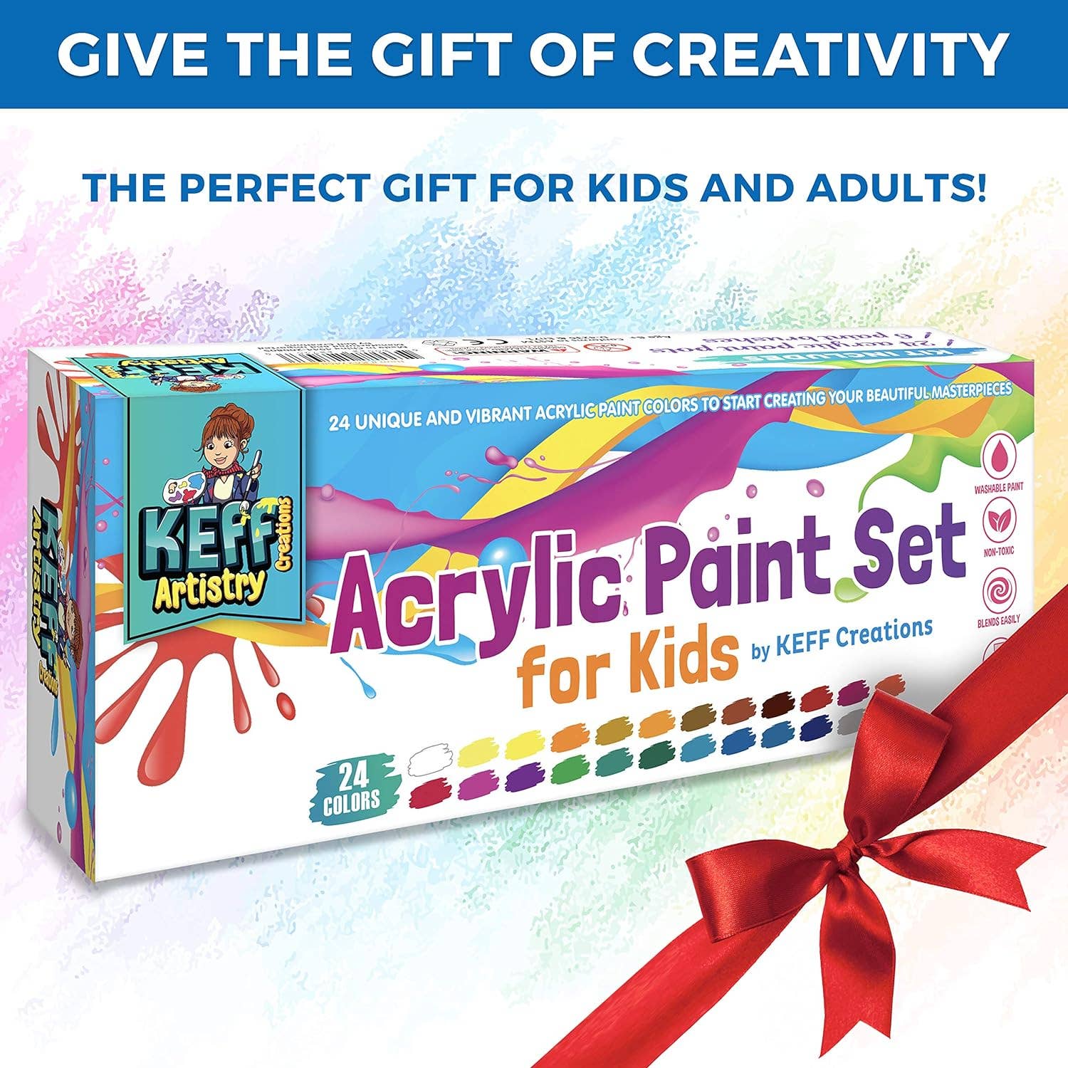 Keff Creations – Engroshandel Malesæt – 24 Creations Vibrant akrylmalingpottersæt5