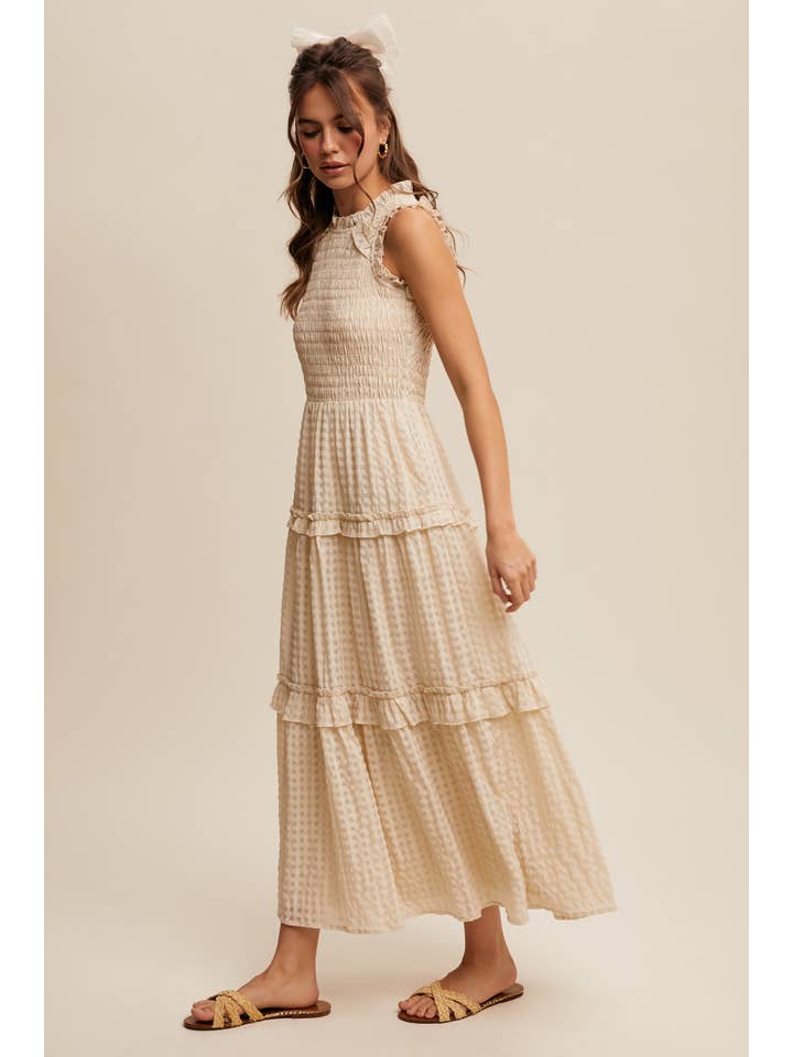 Listicle - Vente Robe – femme - Robe longue sans manches à carreaux vichy avec détails à volants30