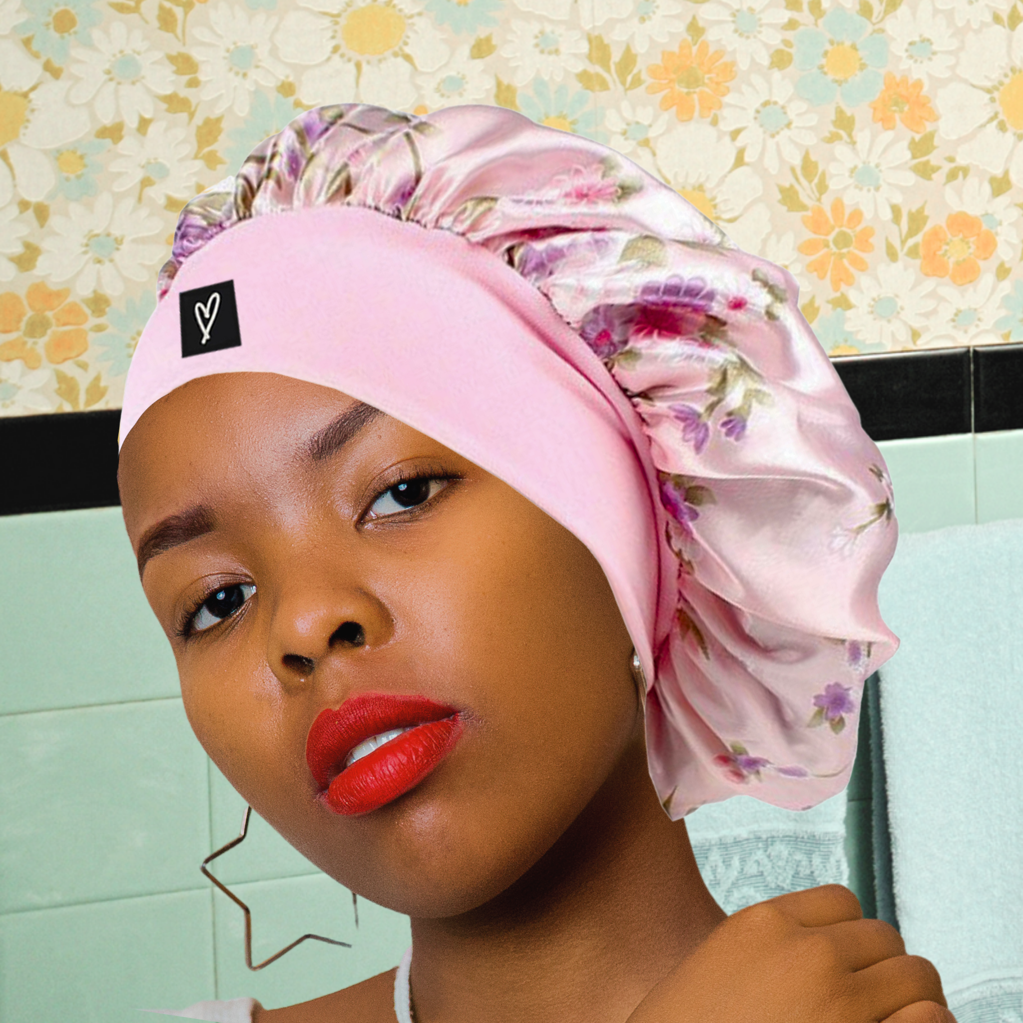 BlveOlive - Wholesale Sleep Cap / Bonnet - Women's - Satin Sleeping Bonnet | Luv Your Lox Sleep Cap | Pink Floral0