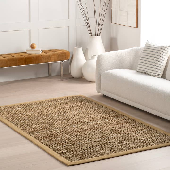 Beige Aubrielle Classic Seagrass Area Rug for wholesale on Faire