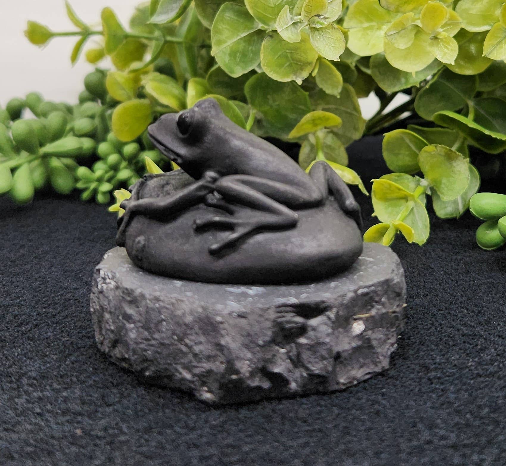 Meraki Gemstones - Wholesale Decorative Figurine - Shungite Figurine Frog on Stone(2.5x2x1.75")(EMF Protection)4