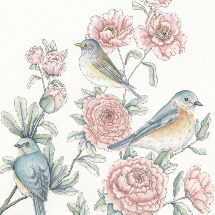 Lil & E - Wholesale Stationery/Notecard Set - Birds and Blooms Card Set of 51