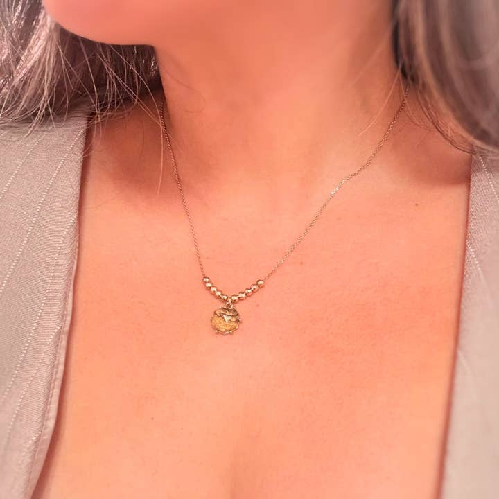 Hexagon Natural Stone Pendant Necklace for wholesale by Velarosa Studio LLC