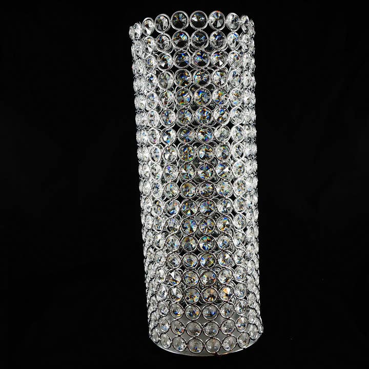 Decor N Beyond - Wholesale Candle Holder - 15.5" Round Chandelier Crystal Pillar Holder