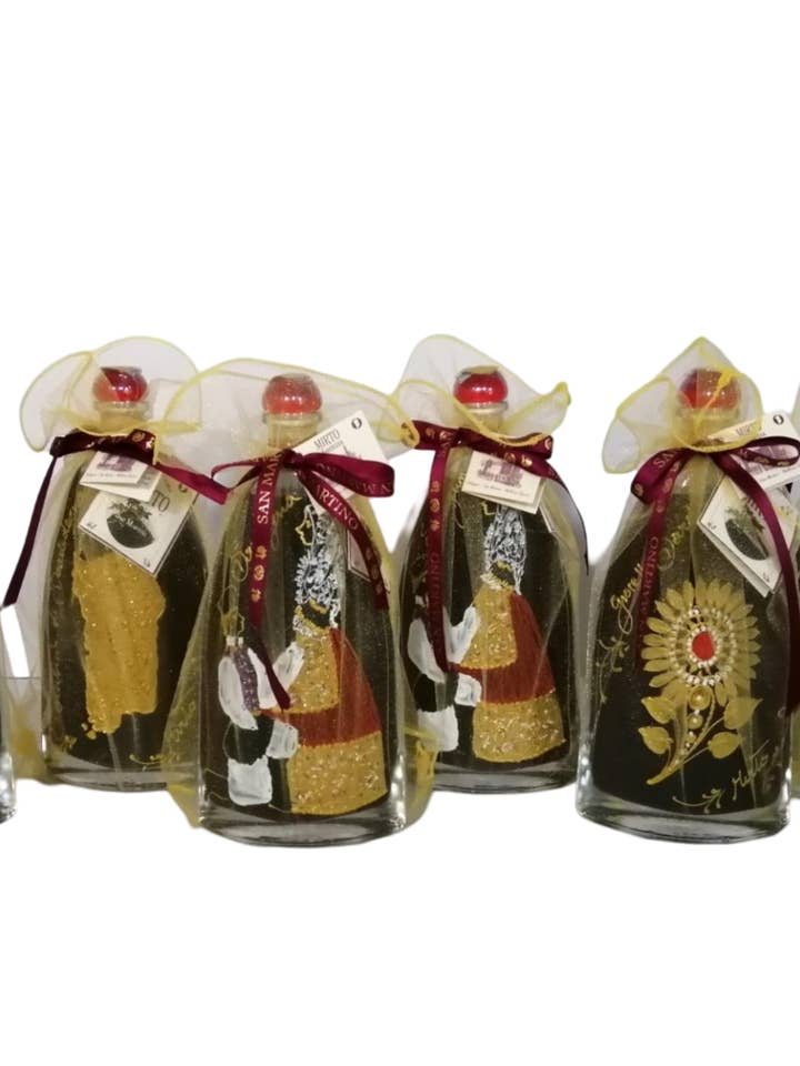 Mirto San Martino dipinta a mano con sacchetto d'organza per la vendita all'ingrosso da parte di San Martino Liquori