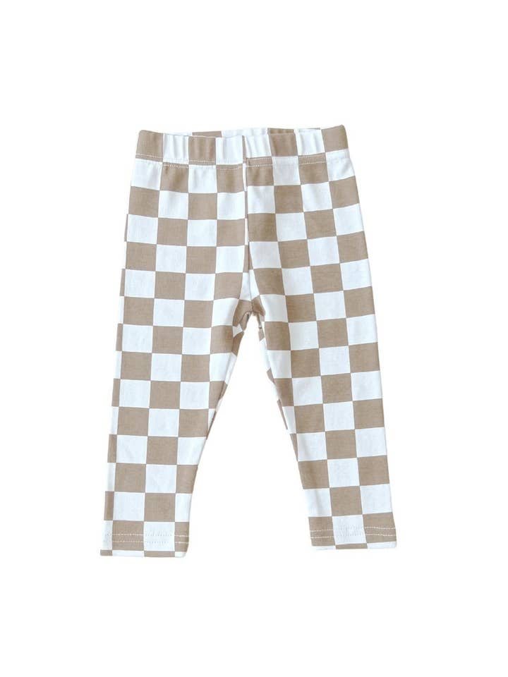 Lucky Panda Kids - Wholesale Fashion Leggings - Kids - Checkered Leggings | Latte