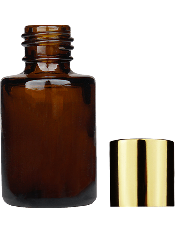 Best Bottles - Wholesale Travel Container - Tulip Amber Glass Bottle with Short Metal Cap - 5ml7