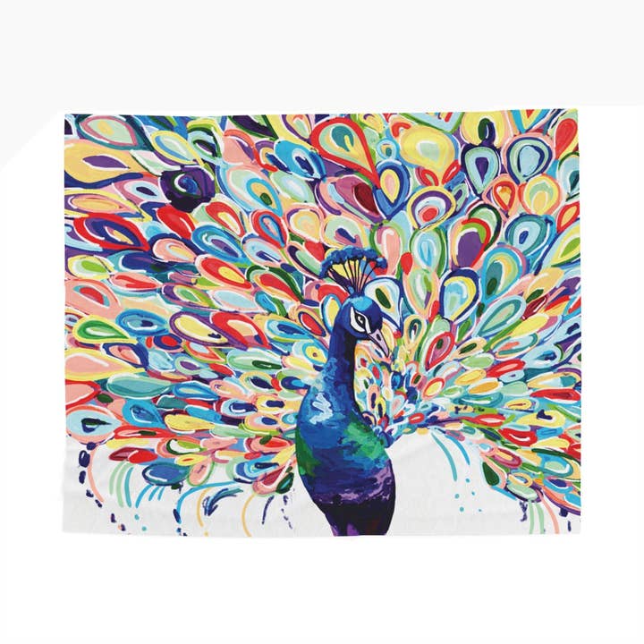 Coperte in Velluto di Peluche Pavone Vivace per la vendita all'ingrosso da parte di Blue Cava