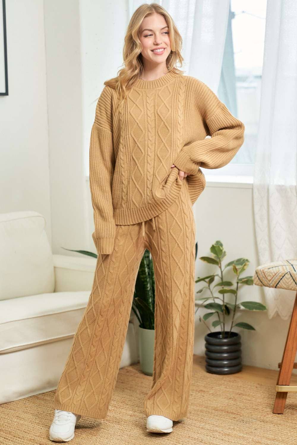 CAMEL Cable Crochet Oversize Sweater for wholesale on Faire11