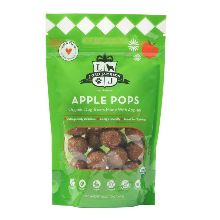 Lord Jameson Apple Pops Organic Dog Treats 6oz for wholesale by Pet Palette Distribution