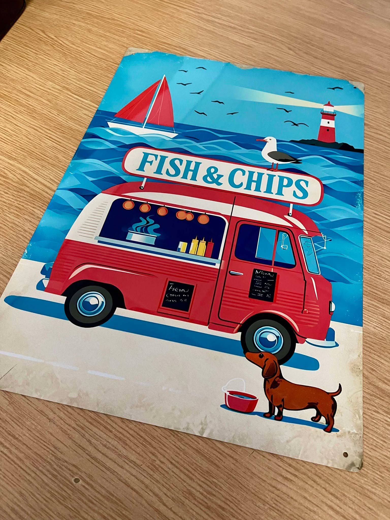 The British Metal Signs Company – wholesale Sign – Retro Fish And Chips Truck Seaside Metal Sign Plaque1