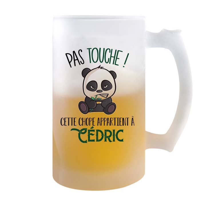 Chope de bière Cédric Pas Touche Panda pour la vente par Planetee