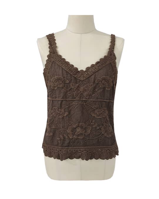 Rosa Clothing - Wholesale Tank Top - Women's - V-Neck Ethnic-Style Pattern Lace Camisole5