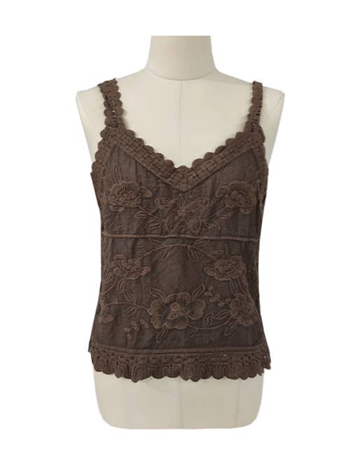 Rosa Clothing - Wholesale Tank Top - Women's - V-Neck Ethnic-Style Pattern Lace Camisole5