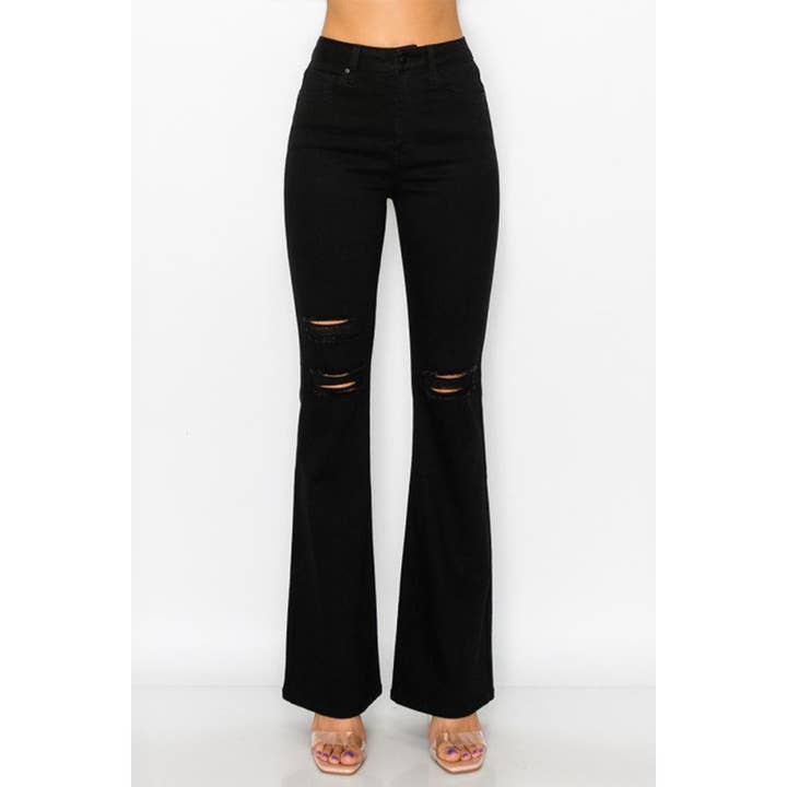 Timeless – wholesale Jeans – Women’s – DESTRUCTED FLARE DENIM JEANS PANTS9
