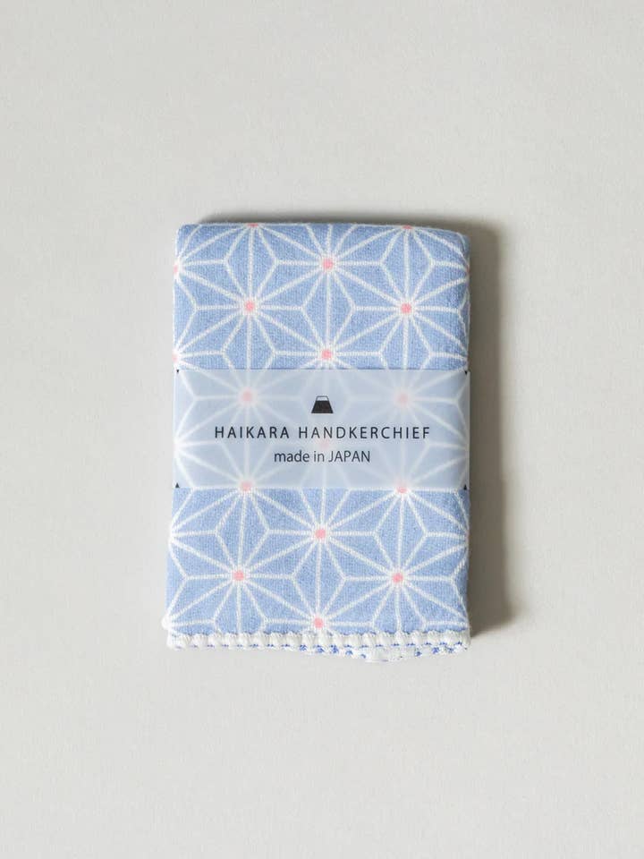 Haikara Little Handkerchief - Asanoha, Blue for wholesale by Morihata International Ltd. Co.
