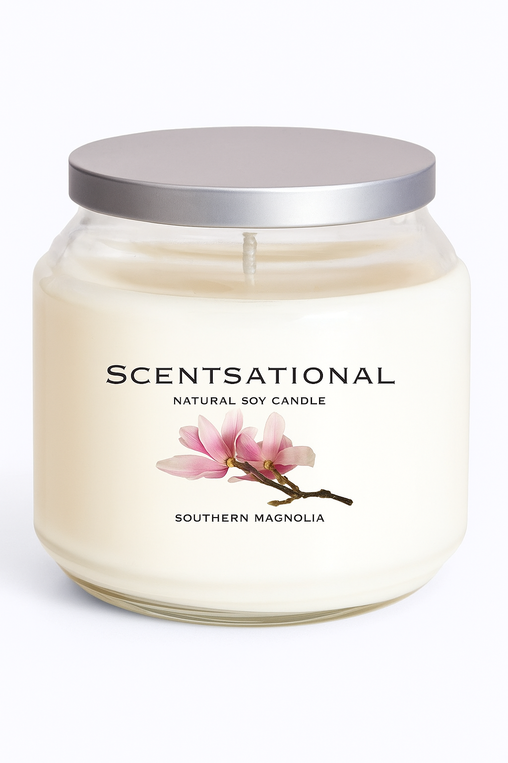 Scentsational Candles - Wholesale Jar/Filled Candle - 19Oz - Southern Magnolia - Silver Lid0