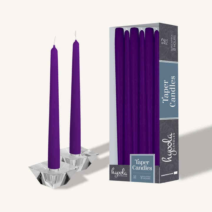 Candele coniche viola, 25,4 cm, confezione da 12 per la vendita all'ingrosso da parte di Hyoola Candles