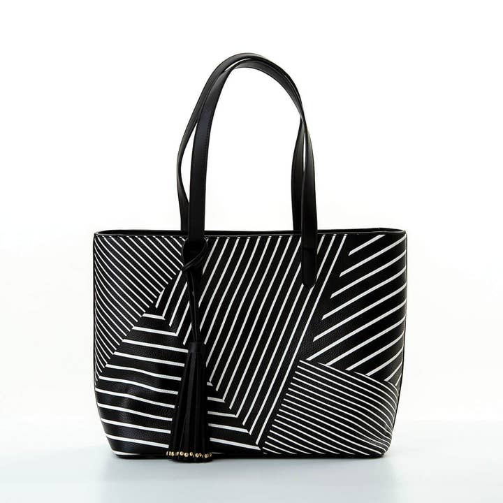 Cool Clutch Pty Ltd - Wholesale Cooler/Cooler Bag - Michelle Cool Clutch (Black & White Stripe) Cooler Bag Tote2