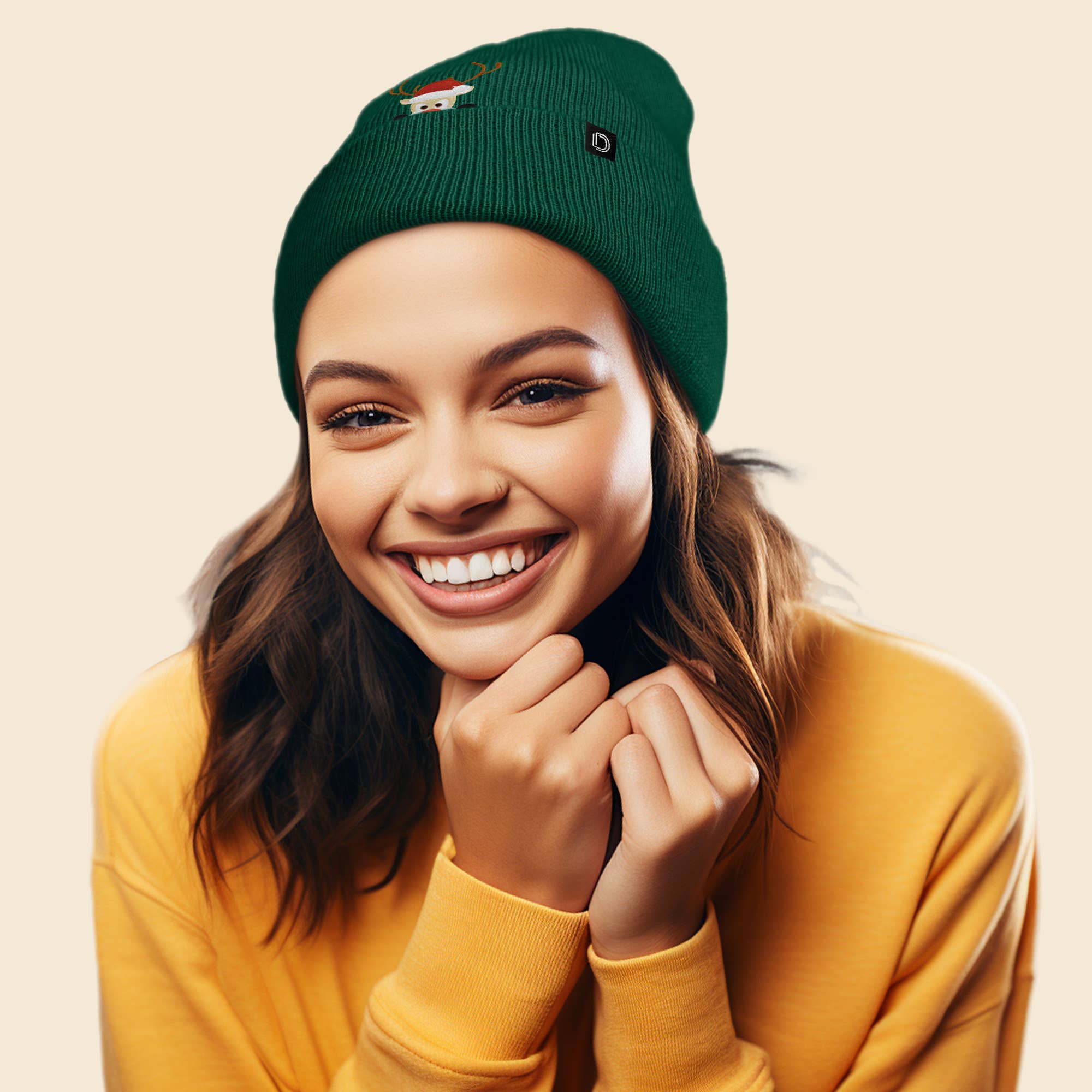 Dalix - Vente Bonnet – femme - Christmas Peeping Rudolph Bonnet chaud d'hiver Bonnet brodé18