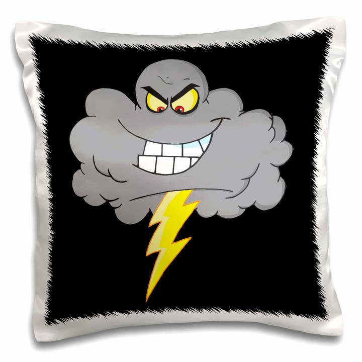 3dRose, Nuvola di Tempesta Nera Grigia Arrabbiata con Fulmine su Sfondo Nero, Federa per la vendita all'ingrosso da parte di 3dRose