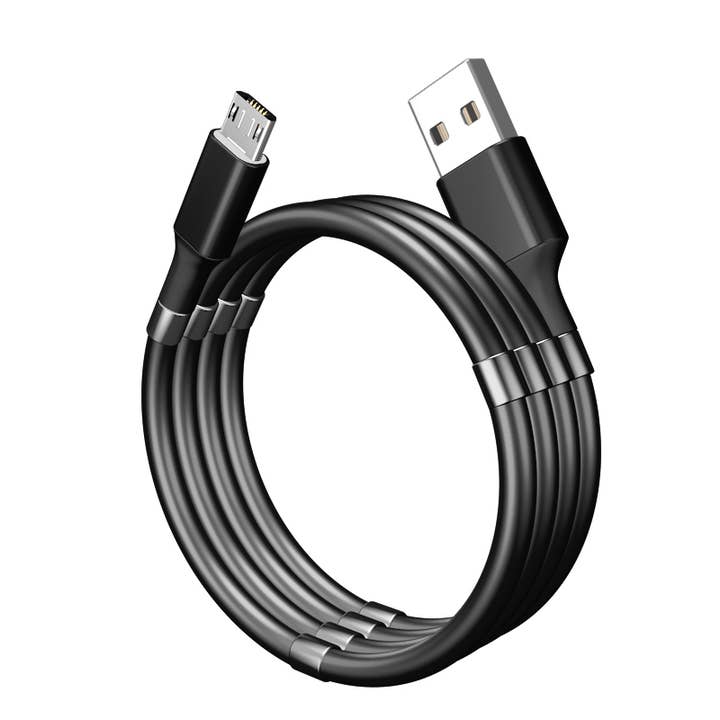 Digital Cameras S.L. - Wholesale Charging Cable - MAGNETIC CABLE ROLLABLE PK01 MICRO USB 0.9M BLACK