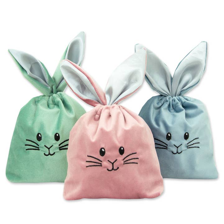 Papierdrachen - Wholesale Gift Bag - Easter fabric bag - velvet with ears - set 14