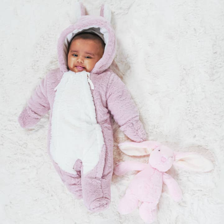 Lulabay Baby Girls Bunny Cotton Lined Faux Fur Snowsuit for wholesale by Lulabay