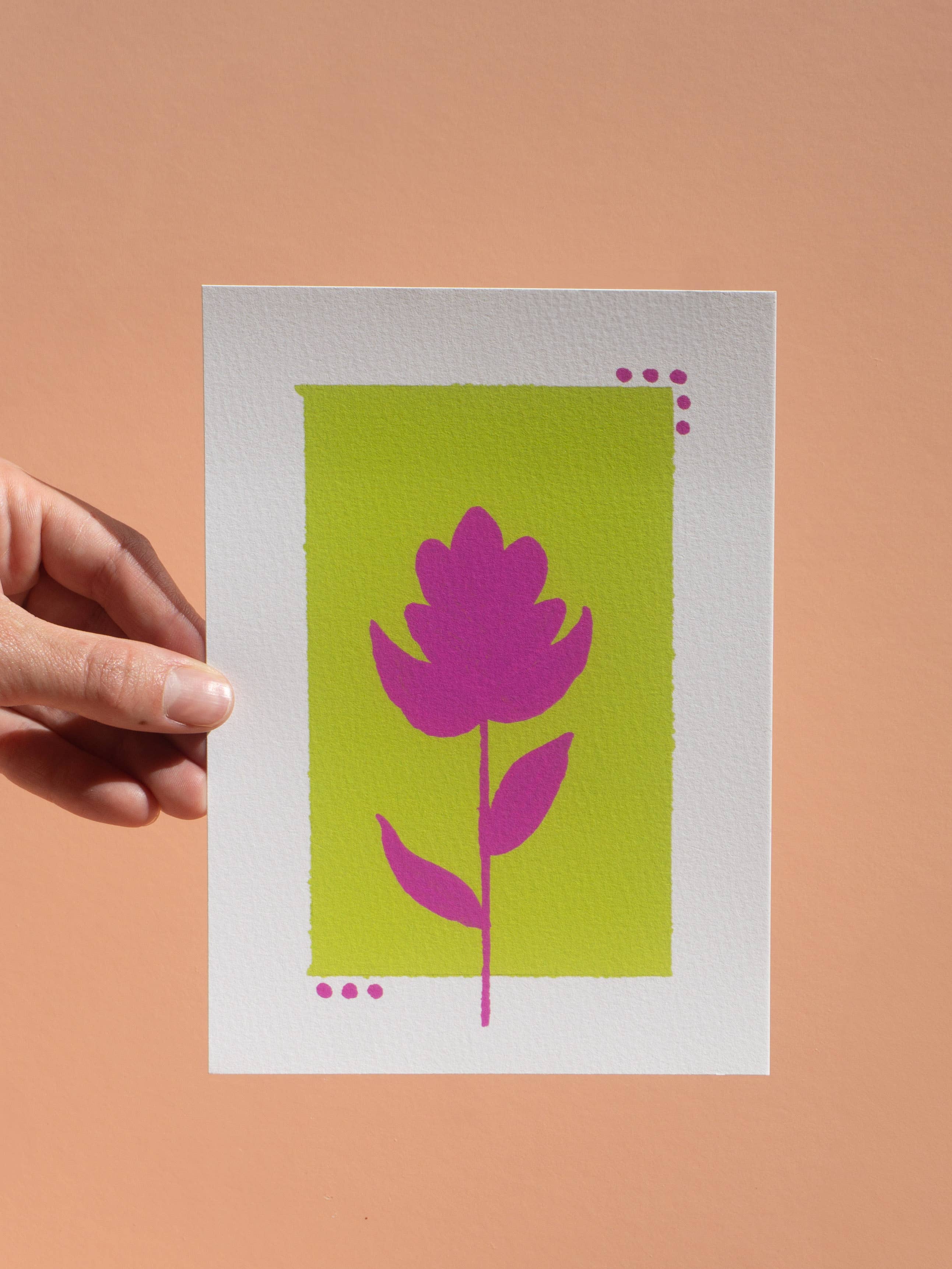 Mel K. Olrich Art - Wholesale Art Print - Colorblock Indian Paintbrush, pink & green, western wall art1