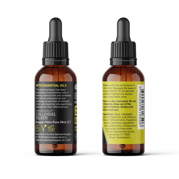 Natures Greatest Secret – wholesale Pet supplement – Dog – Cleansing Colloidal Silver PetCare Ear Drops for Dogs 30ml8