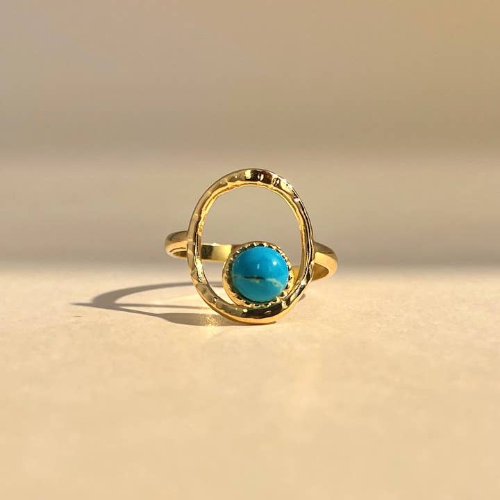 COSMOS - Wholesale Single Stone/Solitaire Ring - Adjustable oval stainless steel ring with natural stone5