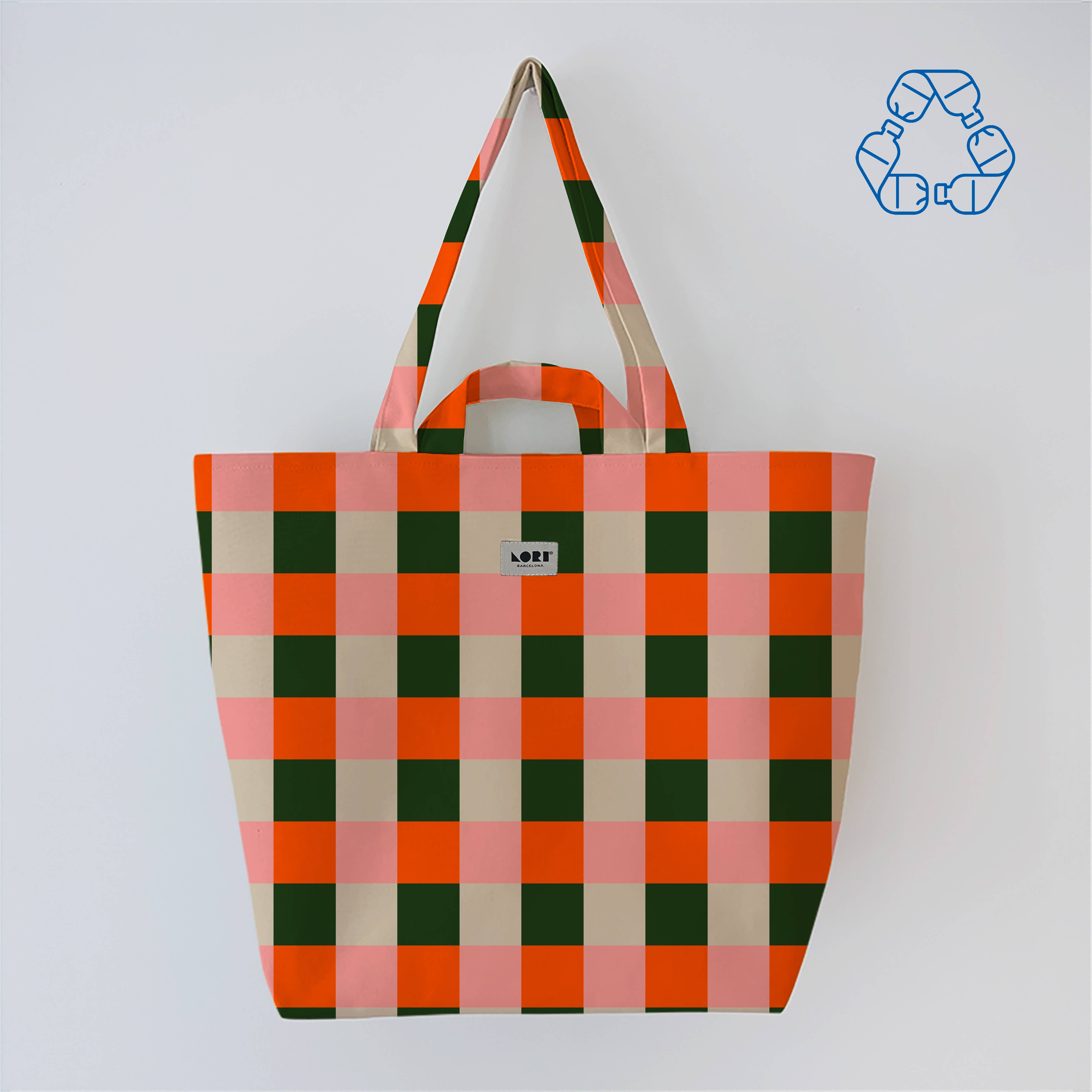 Lori Barcelona - Wholesale Tote Bag - Women's - VICHY Checkered Handle Bag Color4