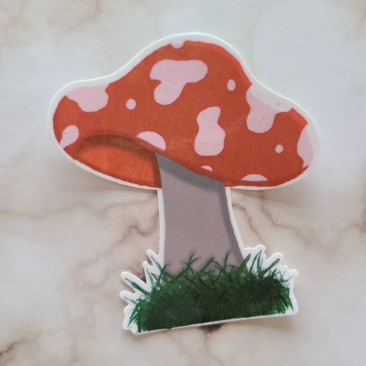 Red Cap Mushroom with White Spots - Vinyl Sticker for wholesale by NGlenn Studios