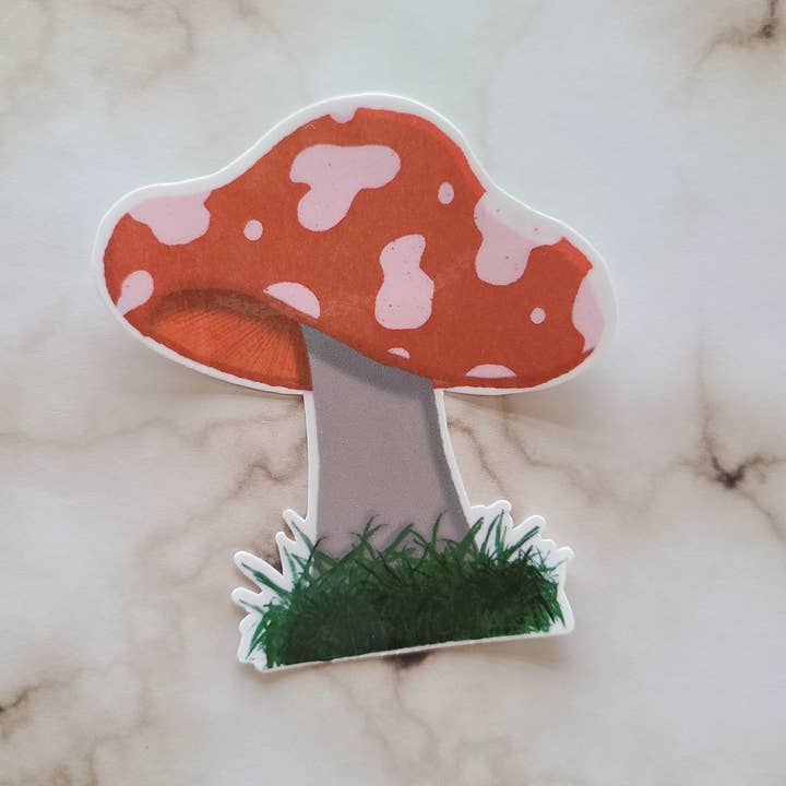 Red Cap Mushroom with White Spots - Vinyl Sticker for wholesale by NGlenn Studios