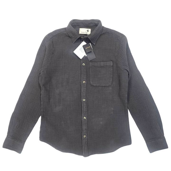 Jared's triple waffle gauze button down shirts Natural Dye for wholesale by ipitemi