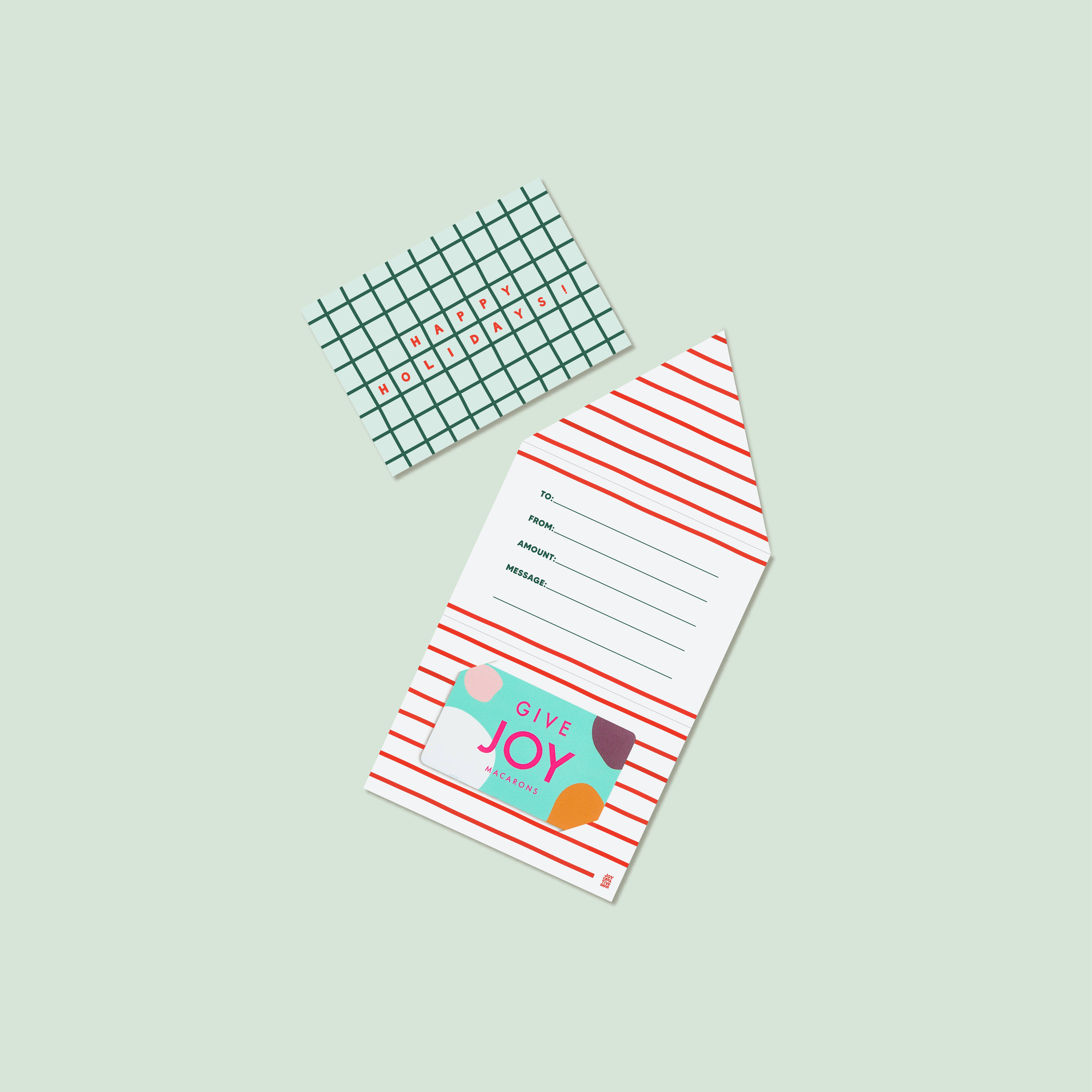 Joy Creative Shop - Wholesale Christmas Card - Holiday Gift Card Holders - Mint Grid (Set of 4)