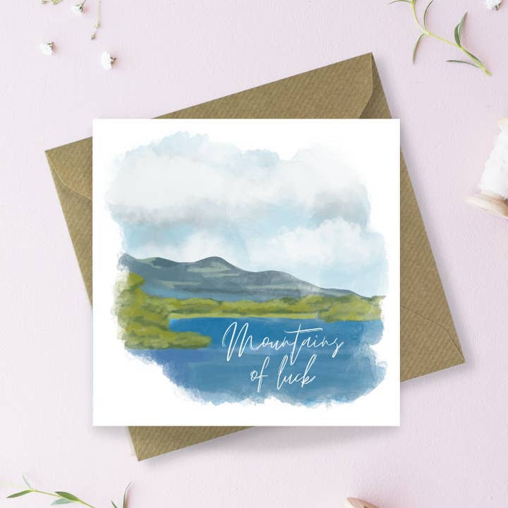Glückwunschkarte Mountains of Luck für den Großhandel von Sayers Studio