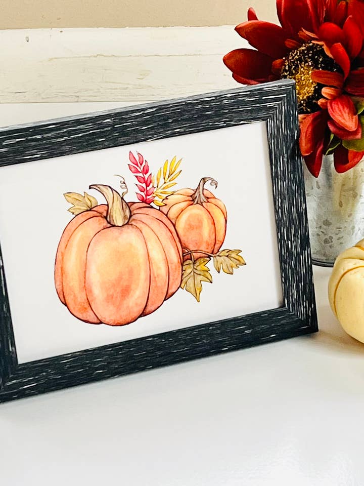 Fall Pumpkin Art print for wholesale by Emilia Rose Artwork LLC
