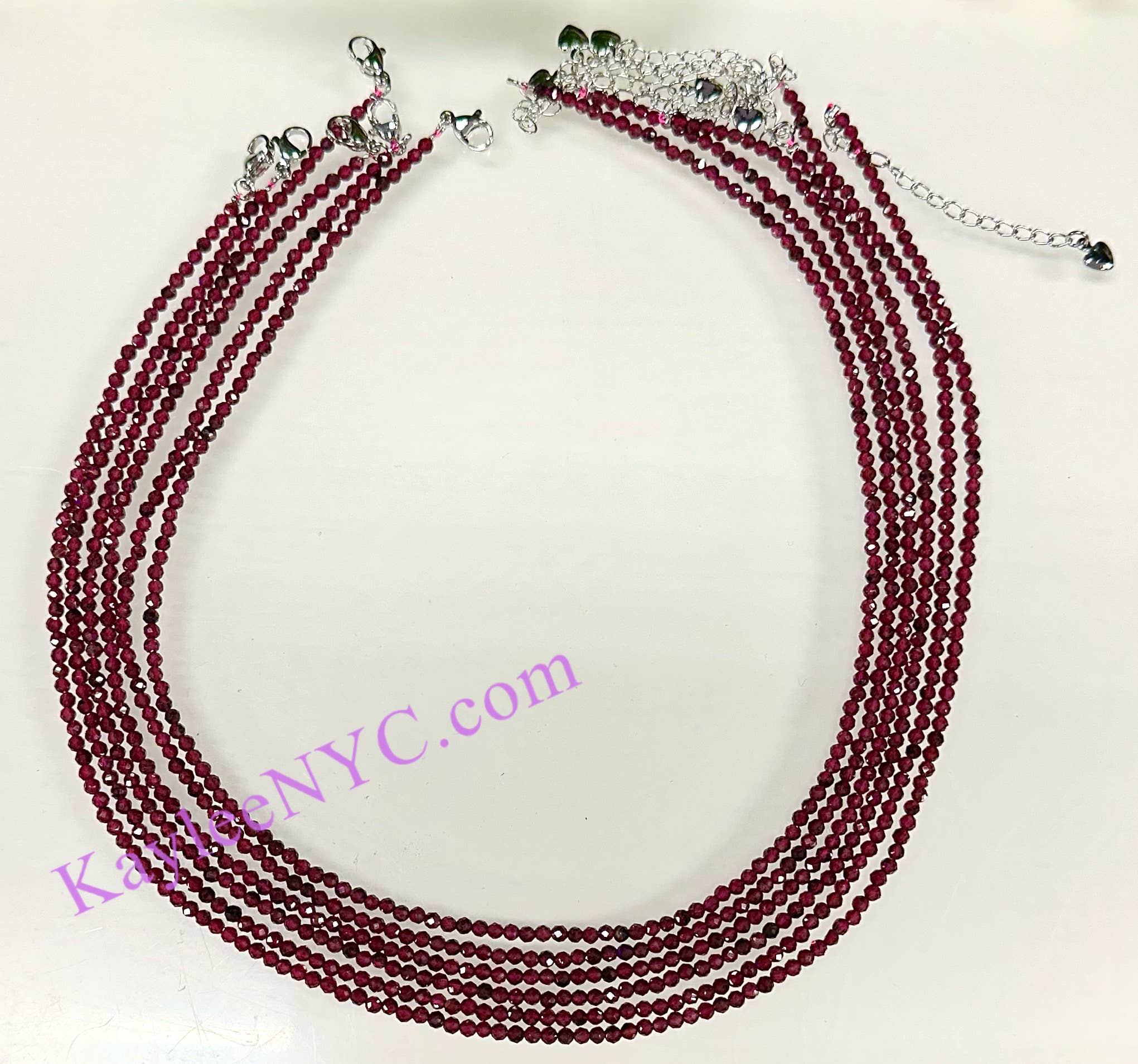 KayleeNYC - Wholesale Beaded/Pearl Necklace - 2mm Natural Garnet Necklaces Crystals Healing Energy