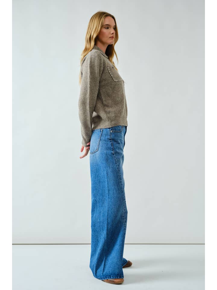 Aaron & Amber - Wholesale Knit Sweater - Women's - AJT5389 STITCH DETAIL COLLAR PULLOVER SWEATER12